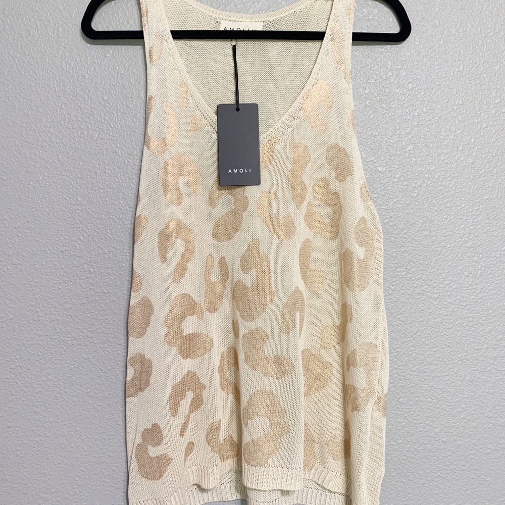 NEW Amoli Metallic Leopard Tank Top Size M/L